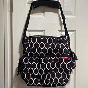 Skip Hop black/white lattice diaper bag